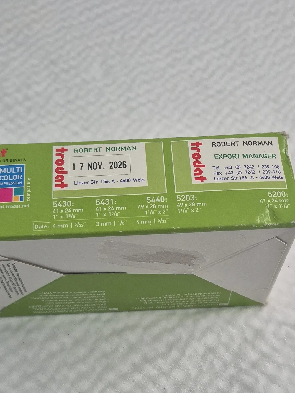 Trodat Professional 5430 ECO Self-Inking Multi Color Date Stamp Dater